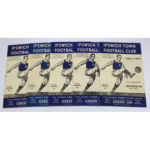 803 - Football programmes - Ipswich v Bournemouth 2/2/52 LG III South, v Crystal Palace 8/3/52 LG III Sout... 