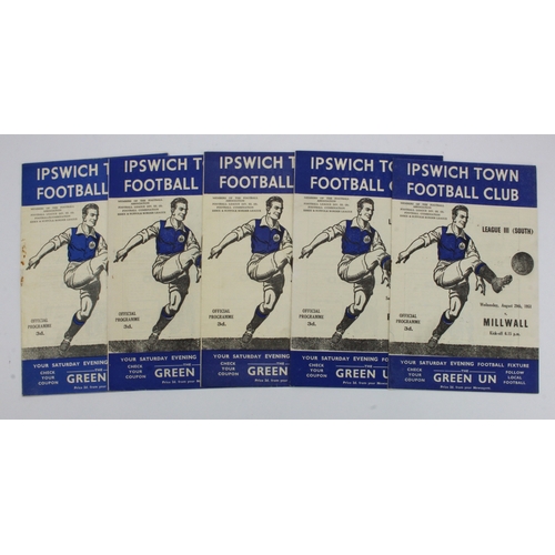 809 - Football programmes - Ipswich v Swindon 22/9/51 Combination, v Port Vale 15/9/51 LG III South, v Tot... 