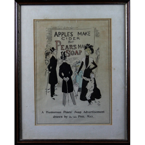 815 - Advertising interest. Pear's Soap (by Phil May) humerous caption, 'Apples make cider but Pear's make... 