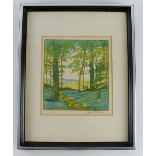 856 - Hall Thorpe (1874-1947) Woodcut titled 'Bluebell Wood'. Signed in pencil (lower right) Image measure... 