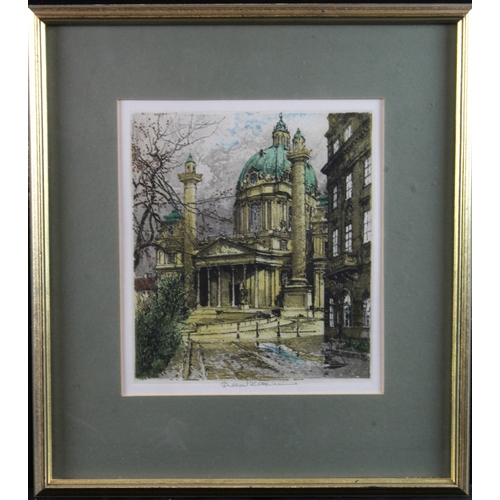 873 - Luigi Kasimir (1881-1962). Signed colour etching, signed by artist to lower margin, mounted, framed ... 