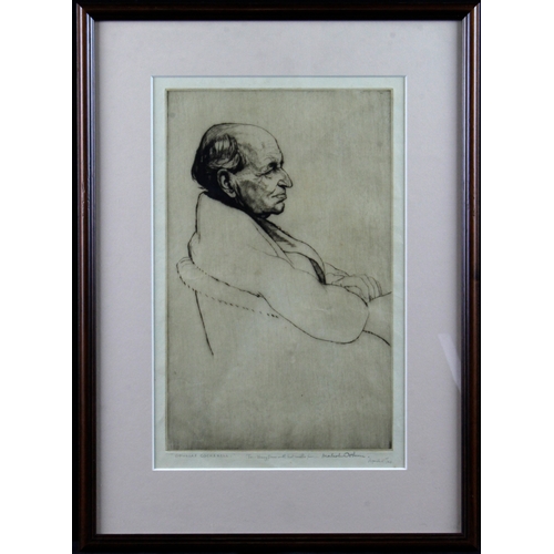 875 - Malcolm Osborne (1880-1963). Etching 'Douglas Cockerell', titled, inscribed & signed in pencil by th... 