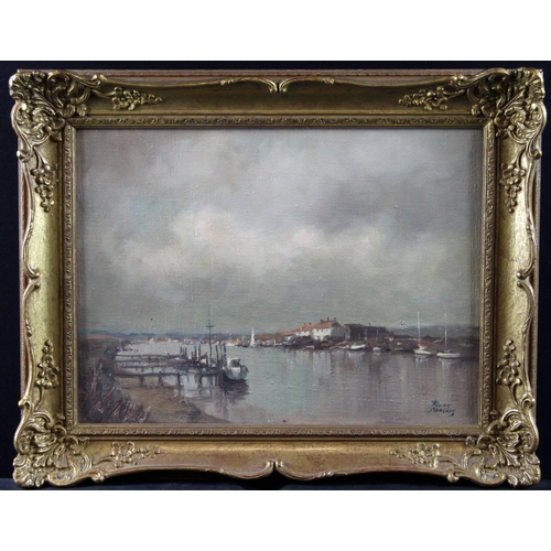 880 - Morgans, Phyliss (1911-2001) Oil on Canvas titled, The Serenity of the Blyth. Signed. Image measures... 