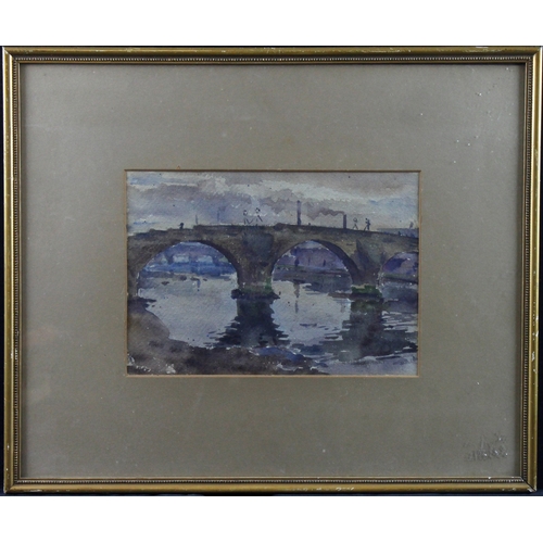 881 - Murray Urquhart (1880-1972). Watercolour, depicting a bridge over water, information & titled to rev... 