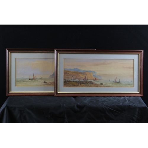 888 - Pair of watercolours depicting French coastal fishing scenes. Signed lower left (illegible) see imag... 