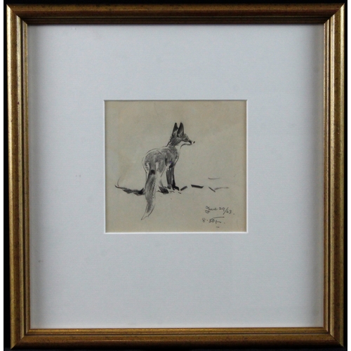 906 - Soper, Eileen Alice R.M.S. (1905-1990) Pencil/charcoal sketch titled (verso)Fox. Study no.29/63 and ... 