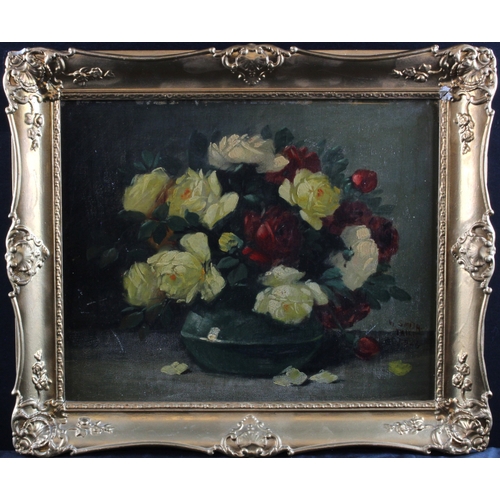 917 - W. Smith. Two Oil on boards, depicting a still life of flowers, both signed by artist, gilt frames, ... 