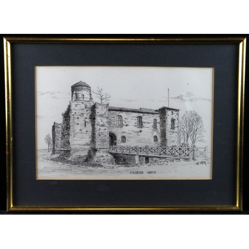 926 - Western, John (British 1914-1996) Pencil & pen drawing of Colchester Castle, signed lower right and ... 