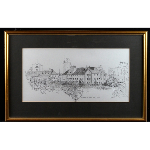 933 - Western, John (British 1914-1996) Pencil & pen drawing titled The Old Maltings at Ipswich Dock, Suff... 