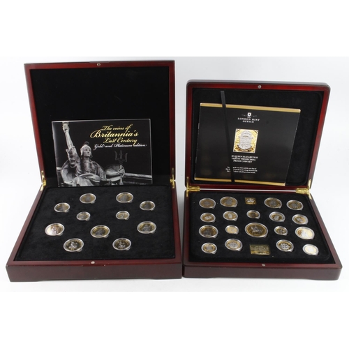 1009 - GB Predecimal: 2x London Mint Office gold and platinum plated sets: 'The Coins of Britannias Last Ce... 