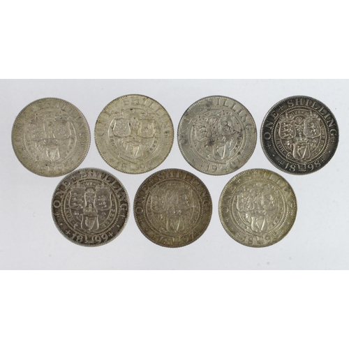 1057 - GB Shillings (7) All Victoria 1893, 1895, 1897, 1898 x2, 1899 & 1901. GVF - GEF (David Fayers Collec... 