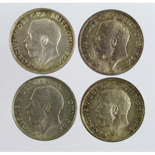 1098 - Shillings (4) 1911, 1914, 1915 & 1920 aUnc (David Fayers Collection)