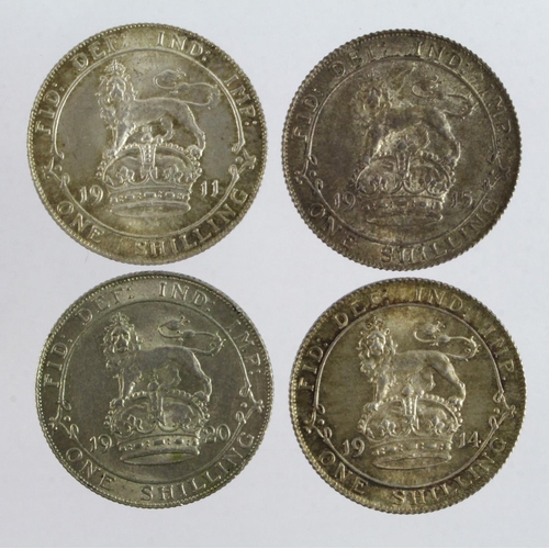 1098 - Shillings (4) 1911, 1914, 1915 & 1920 aUnc (David Fayers Collection)