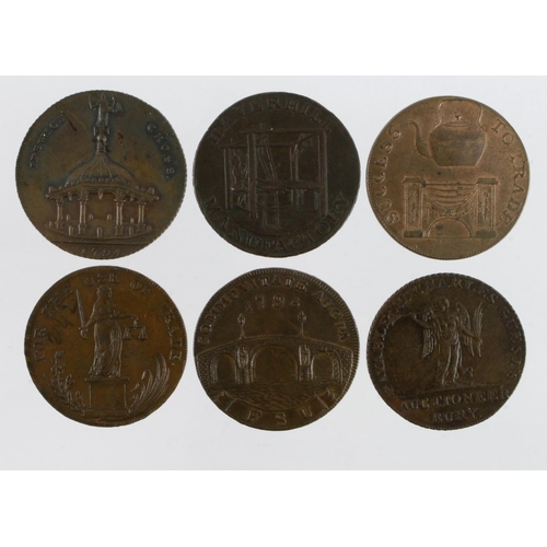 1102 - Tokens, 18thC Suffolk Halfpennies (6): Bungay 1795 D&H #21 nEF; Beccles 1795 #16 nEF; Bury St Edmund... 