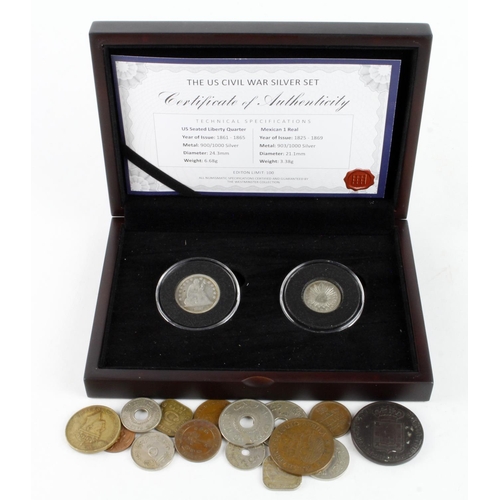 1105 - USA, Mexico etc: A Westminster 2-coin set: The US Civil War Silver Set including a USA Quarter 1861 ... 