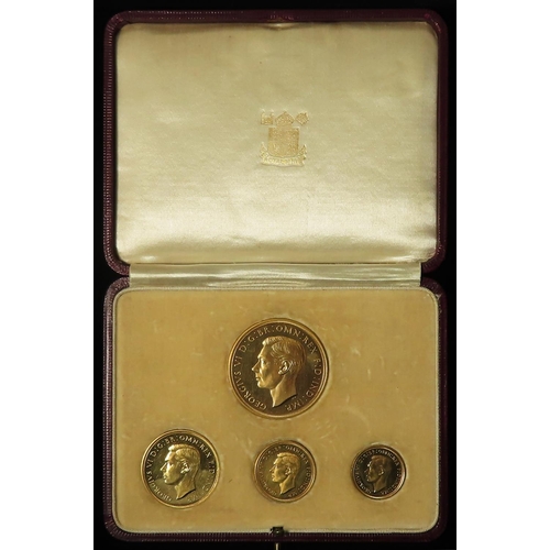 112 - Proof Set 1937 George VI Coronation gold set (4 coins) £5 to Half-Sovereign, nFDC, light hairlines, ... 