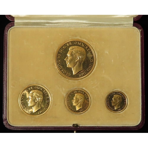 112 - Proof Set 1937 George VI Coronation gold set (4 coins) £5 to Half-Sovereign, nFDC, light hairlines, ... 