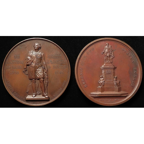 1130 - Belgium, artist-related commemorative medals (2): Statue of Anthony Van Dyke 1856 (medal) by Leopold... 