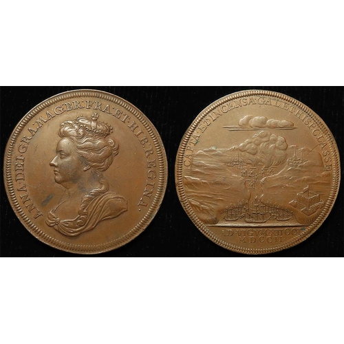 1141 - British Commemorative Medal, bronze d.38mm: Queen Anne, Expedition to Vigo Bay 1702 (medal) by J. Cr... 