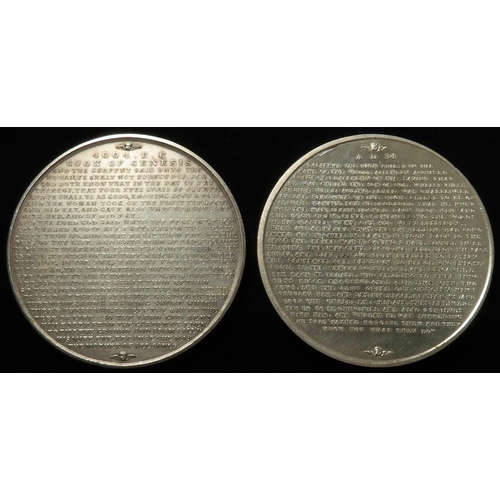 1161 - British Religious / Commemorative Medals (2) silver-plated copper d.73mm: The Expulsion of Adam and ... 