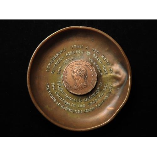 1163 - Bronze plate d.116mm: IMPRESSION FROM A DIE MADE BY MATTHEW BOULTON AT SOHO 1804 AND USED TO CONVERT... 