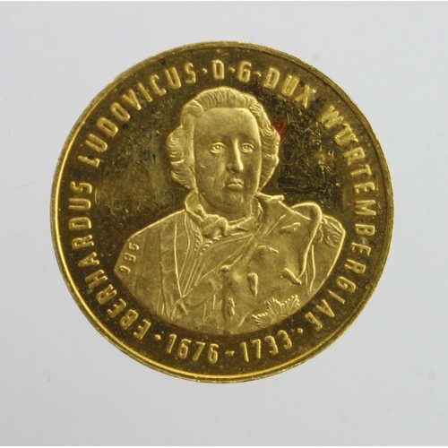 1181 - German commemorative medalet (tests) 22ct+ gold, 20mm, 3.96g: Eberhardus Ludovicus 1676-1733 / Ludwi... 