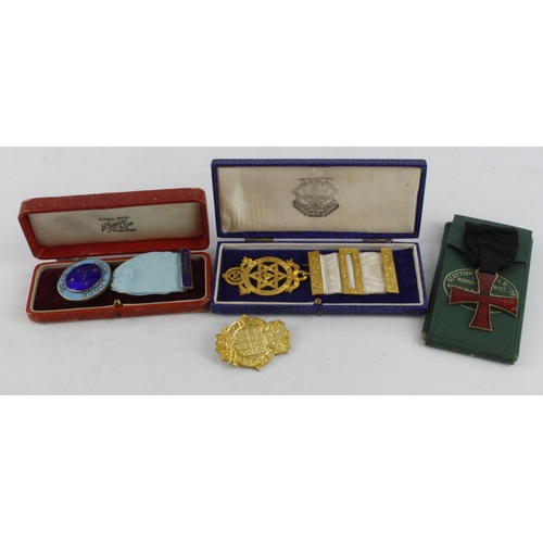 1183 - Masonic lot of medals comprising a boxed unmarked silver & enamel Founder's Medal for the Orion Lodg... 