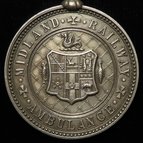 1191 - Railway - Midland Railway Ambulance large silver medal awarded to Arthur Townrow for First Aid rende... 