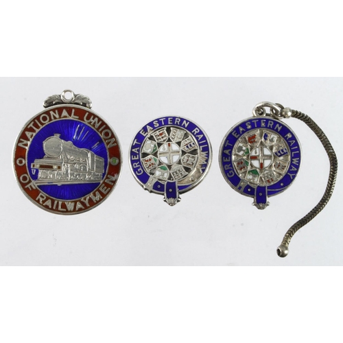 1196 - Railway Medal (three),  comprising a National Union of Railwaymen silver & enamel presentation medal... 