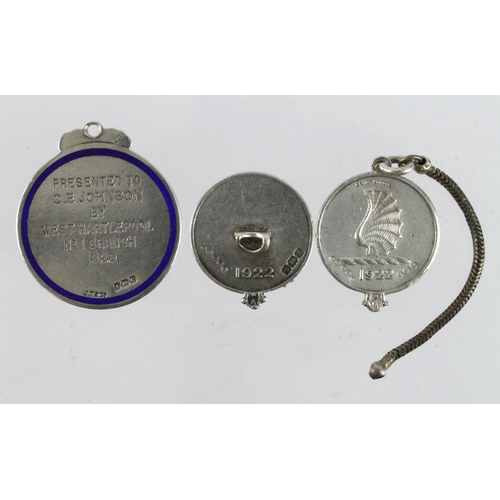 1196 - Railway Medal (three),  comprising a National Union of Railwaymen silver & enamel presentation medal... 