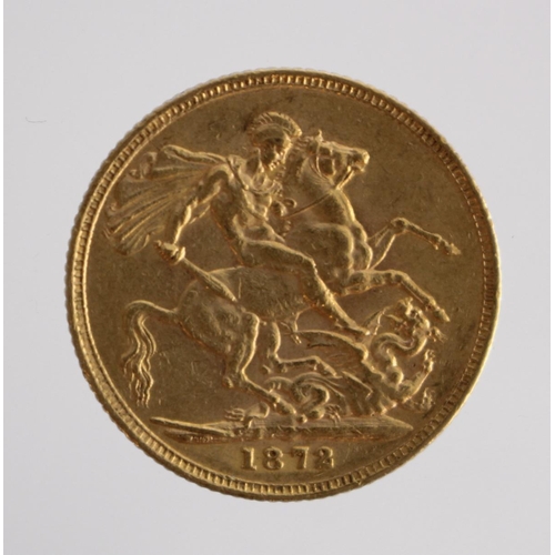 187 - Sovereign 1872 St George, S.3856A, VF (David Fayers Collection)