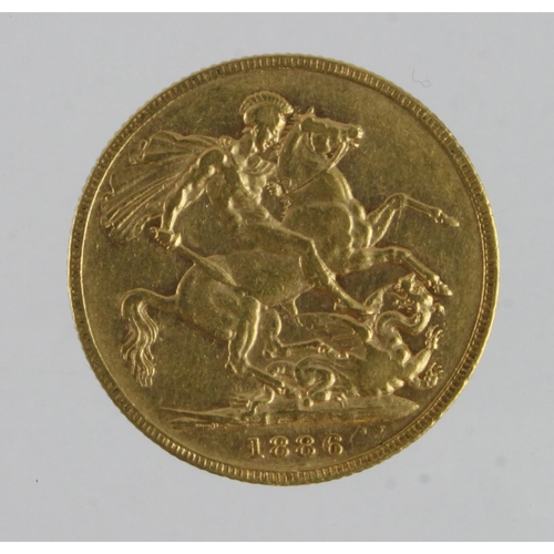 209 - Sovereign 1886M St George (Melbourne, Australia) S.3857C, VF (David Fayers Collection)