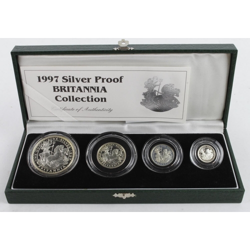 329 - Britannia Silver Four coin set 1997. Proof aFDC with some slight toning. Boxed as issued