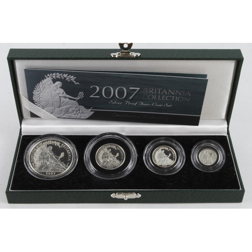 331 - Britannia Silver Proof Four-Coin Set 2007 nFDC (some toning) cased with cert.