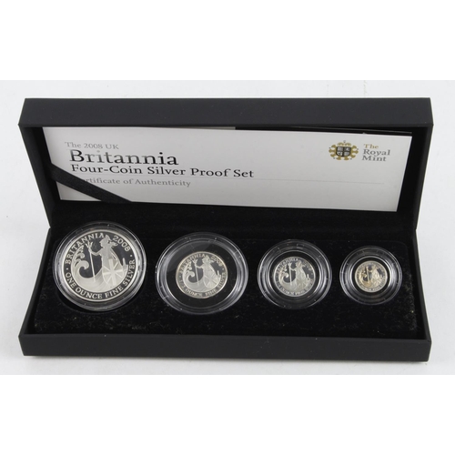 332 - Britannia Silver Proof Four-Coin Set 2008 aFDC (some toning) cased with cert.