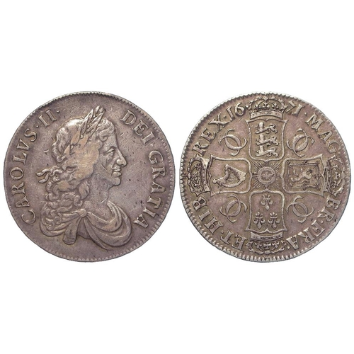 336 - Crown 1671 V.Tertio, S.3357, VF, small marks. (David Fayers Collection)