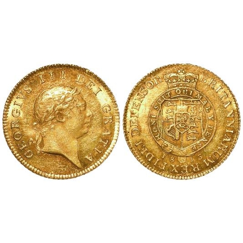 34 - Half Guinea 1813 lightly toned EF, couple of small marks.