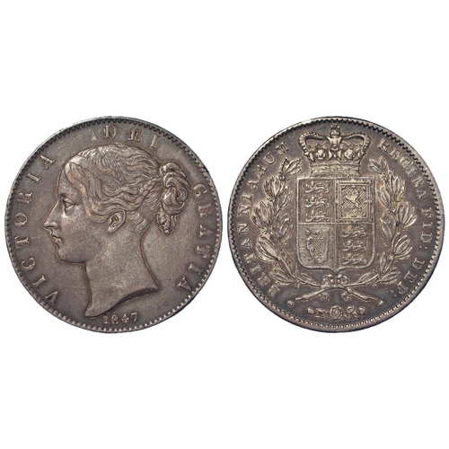 374 - Crown 1847 XI, S.3882, toned GVF (David Fayers Collection)