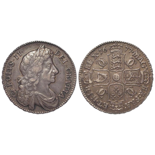 427 - Halfcrown 1677 V.Nono, S.3367, toned VF (David Fayers Collection)