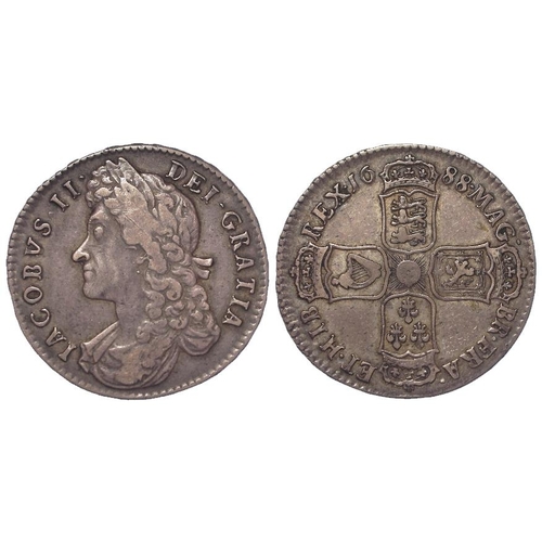 430 - Halfcrown 1688 Qvarto, S.3409, toned nVF (David Fayers Collection)