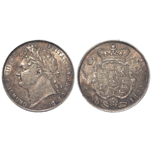 467 - Halfcrown 1820 GIV garnished shield, S.3807, toned aEF