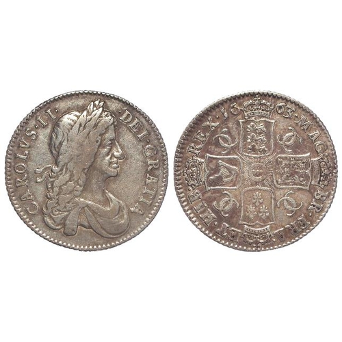 550 - Shilling 1663, 1st bust var., S.3372, bold Fine. (David Fayers Collection)