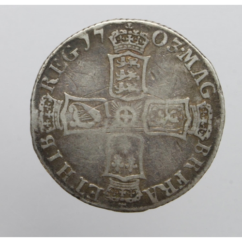 554 - Shilling 1703 VIGO, S.3586, ex-mount aF, surface marks.