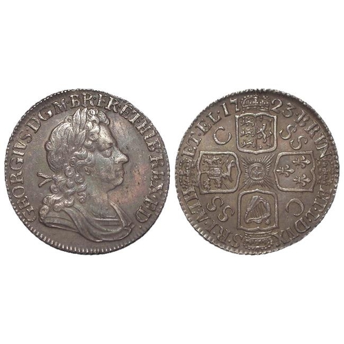 556 - Shilling 1723 SSC, S.3647, toned nEF (David Fayers Collection)