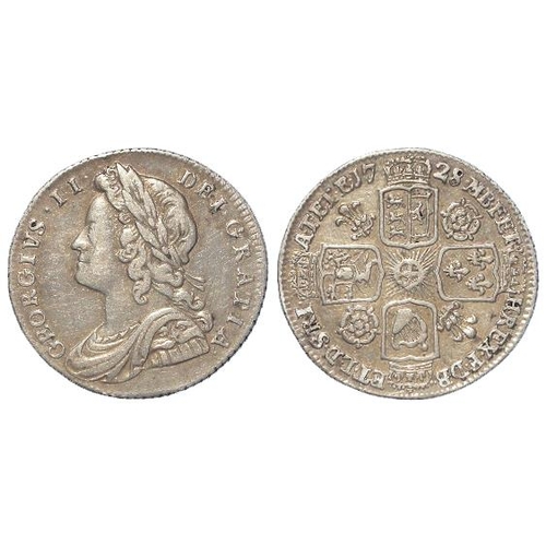 580 - Sixpence 1728 roses & plumes, S.3707, aVF, hairlines. (David Fayers Collection)