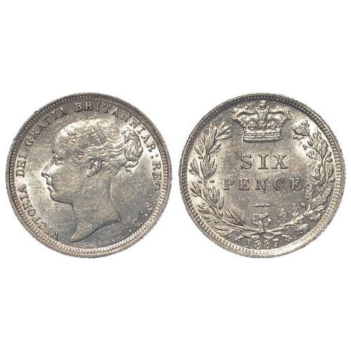 587 - Sixpence 1887 (YH). EF (David Fayers Collection)