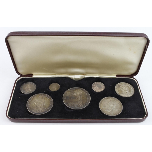 600 - Specimen set 1887 (Crown - Threepence) Sixpence is the withdrawn issue. Average EF in a 20th century... 