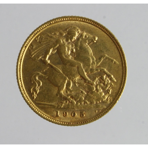 68 - Half Sovereign 1905, S.3974B, VF, scratch. (David Fayers Collection)