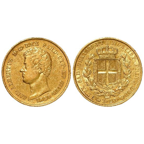 726 - Italian States, Sardinia 20 Lira 1849 . VF/GVF with a couple of light scratches obverse