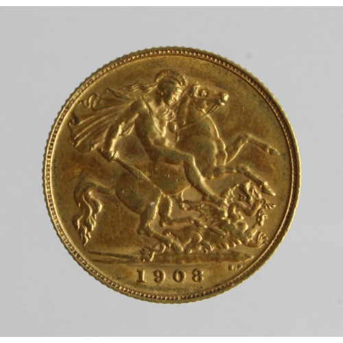 74 - Half Sovereign 1908, S.3974B, VF (David Fayers Collection)